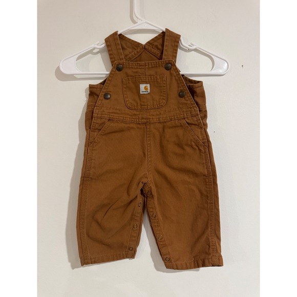 Carhartt Other - Carhartt Canvas Bib Overalls Unisex boys 12 Months Brown Adjustable Straps
